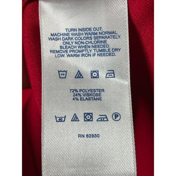 Lands End Red Fit & Flare Dress Midi Modest Large Jersey Knit Sleeve - Picture 4 of 5